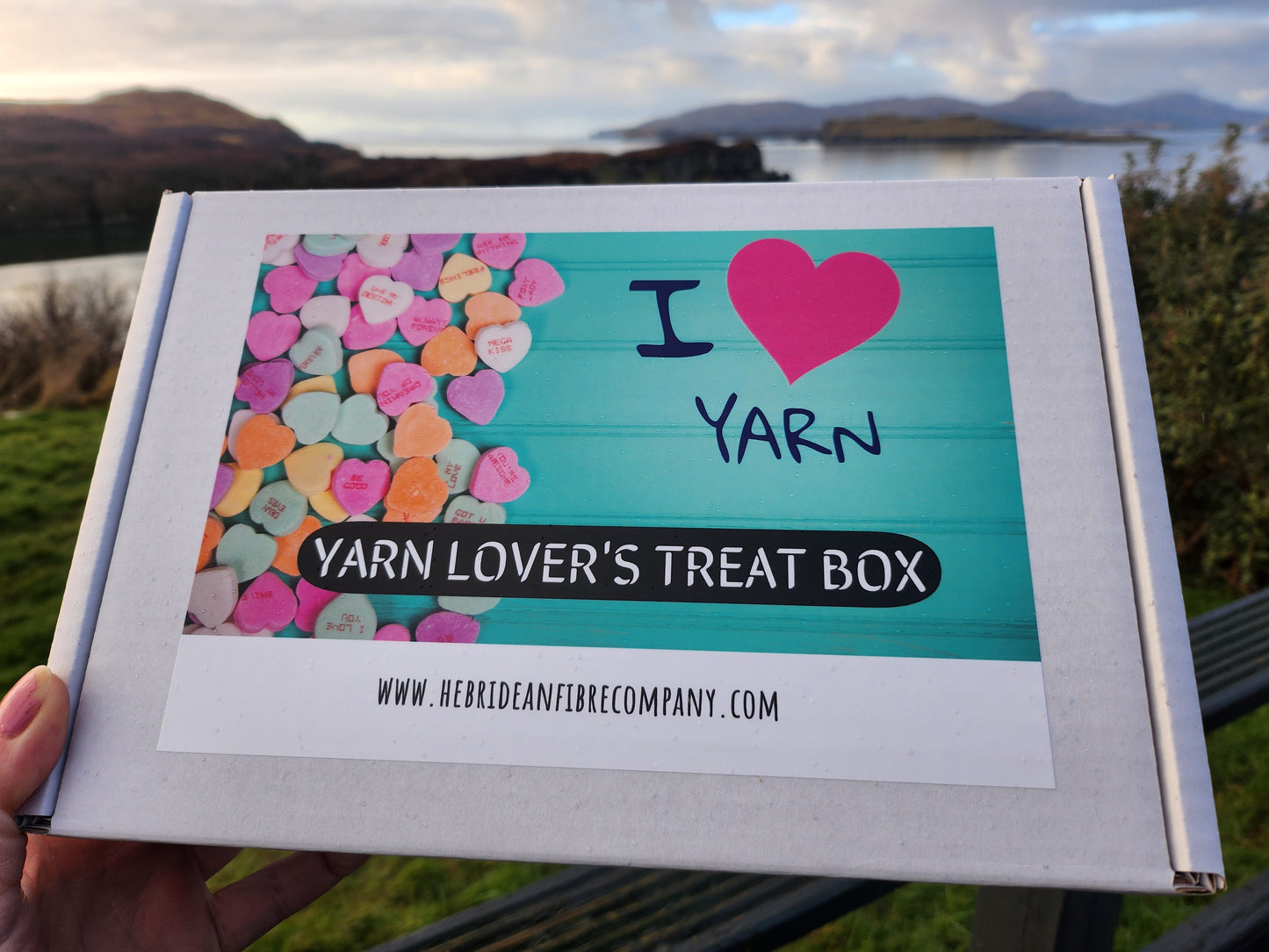 Yarn Lover's Treat Box - A gift box full of treats for Knitters or Crocheters Inc. A 100g Skein of hand dyed yarn - The Perfect Gift ๐