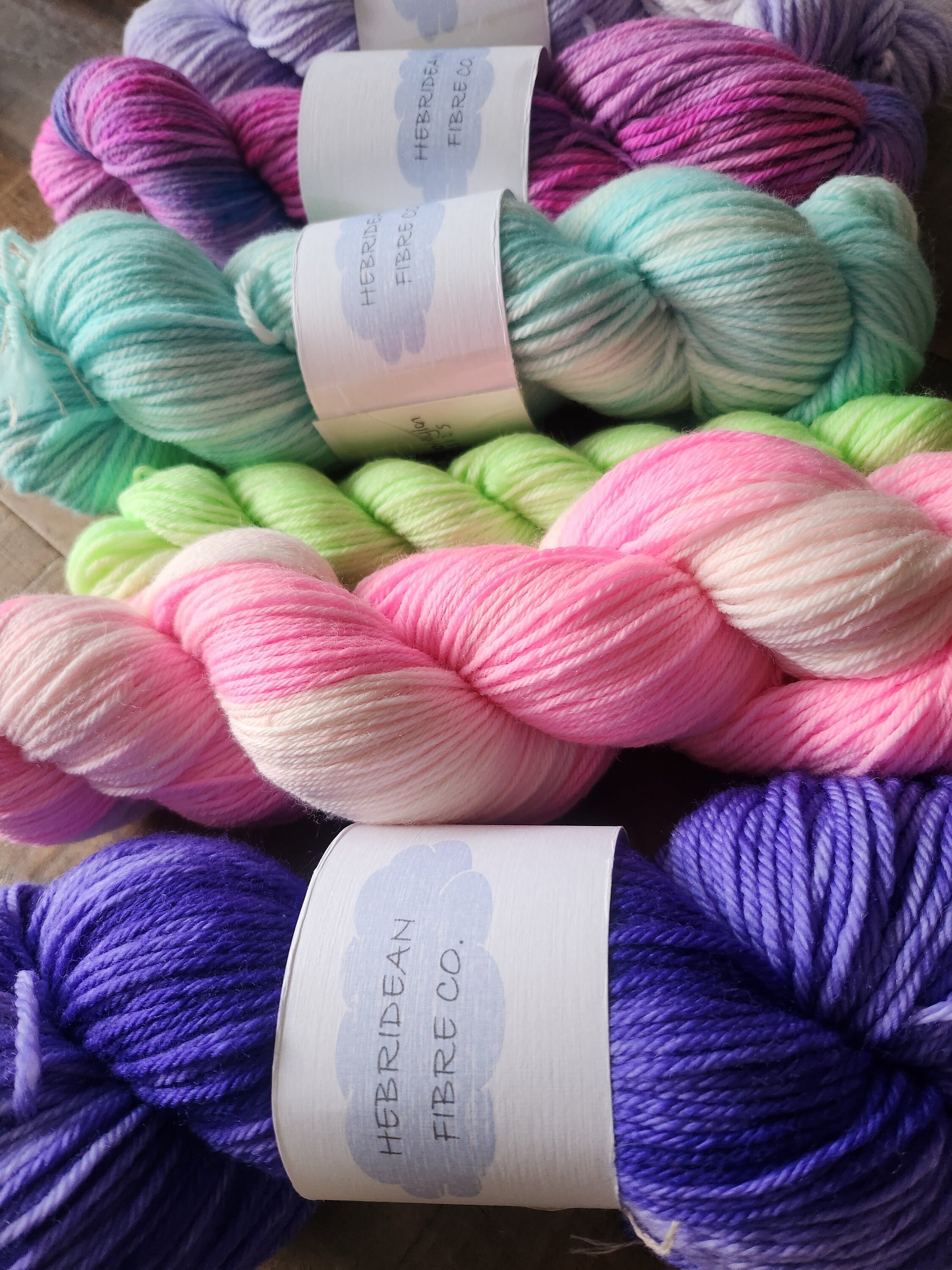 Hand Dyed Yarn 4 Ply Sock Set in 'Watermelon' Barbie Neon Pink Green 100g and 20g Superwash Merino Nylon