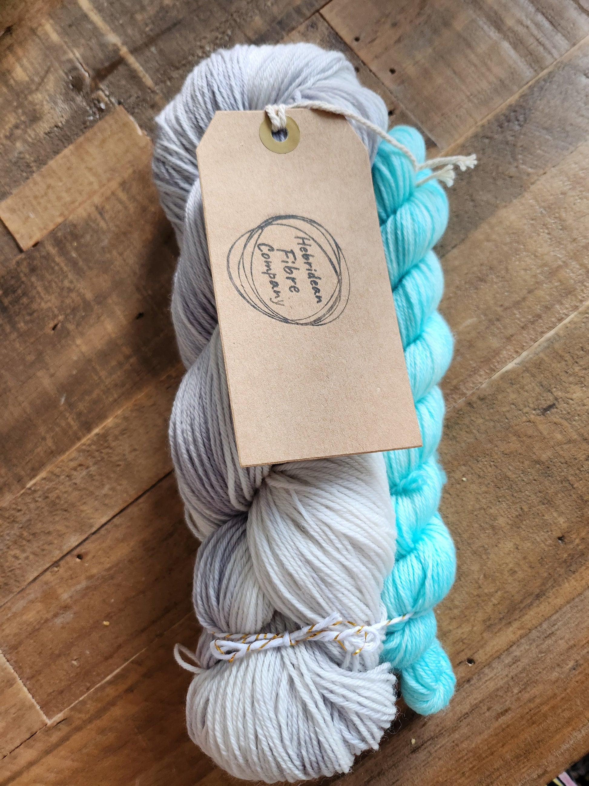 Hand Dyed Yarn 4 Ply Sock Set in 'Hebridean Skies' 100g Superwash Merino Nylon and 20g Superwash Merino