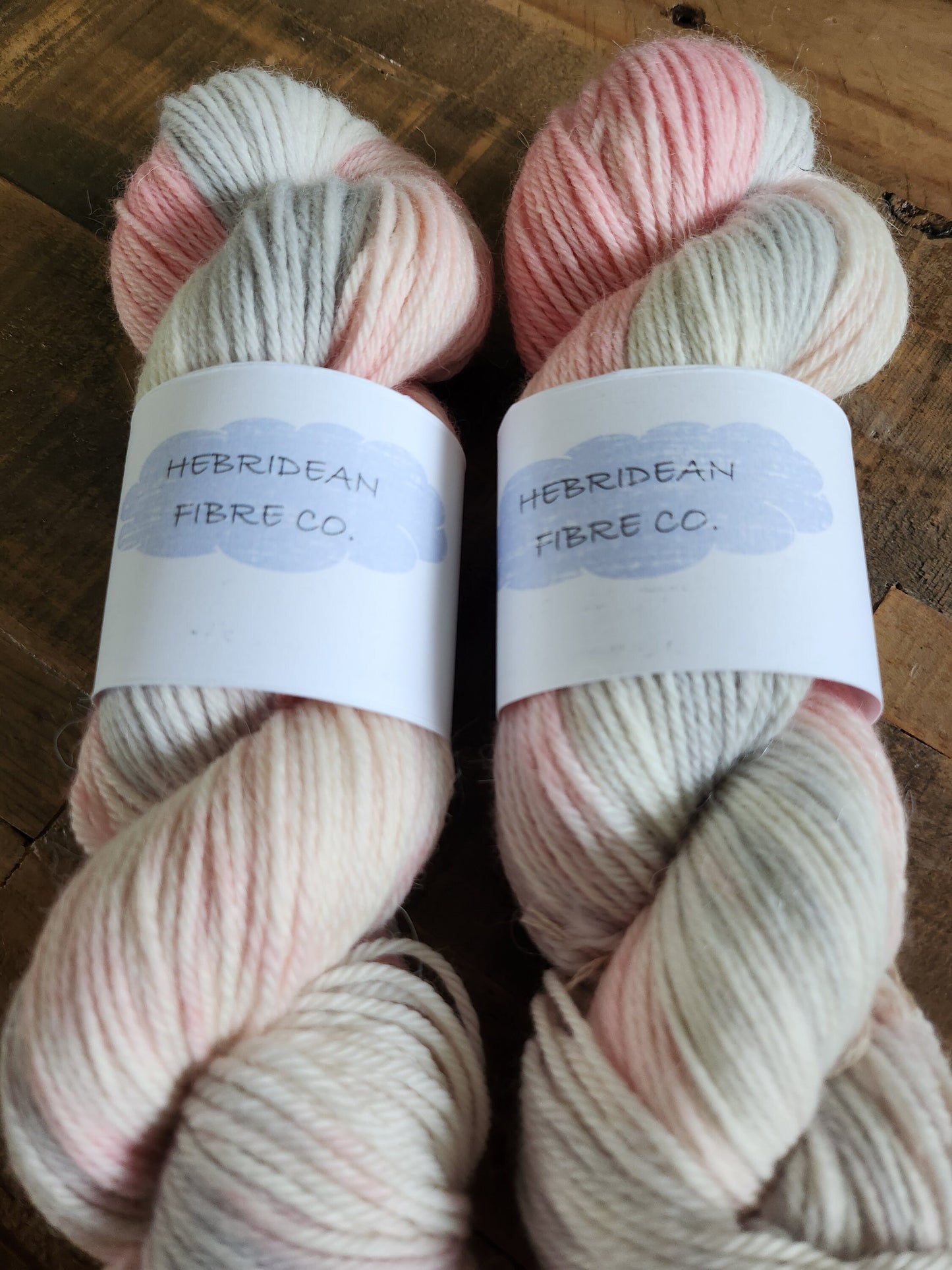 Hand Dyed DK Yarn 100g 225m 'New Romantics' Baby Merino Baby Alpaca Grey Pink White Knitting Crochet