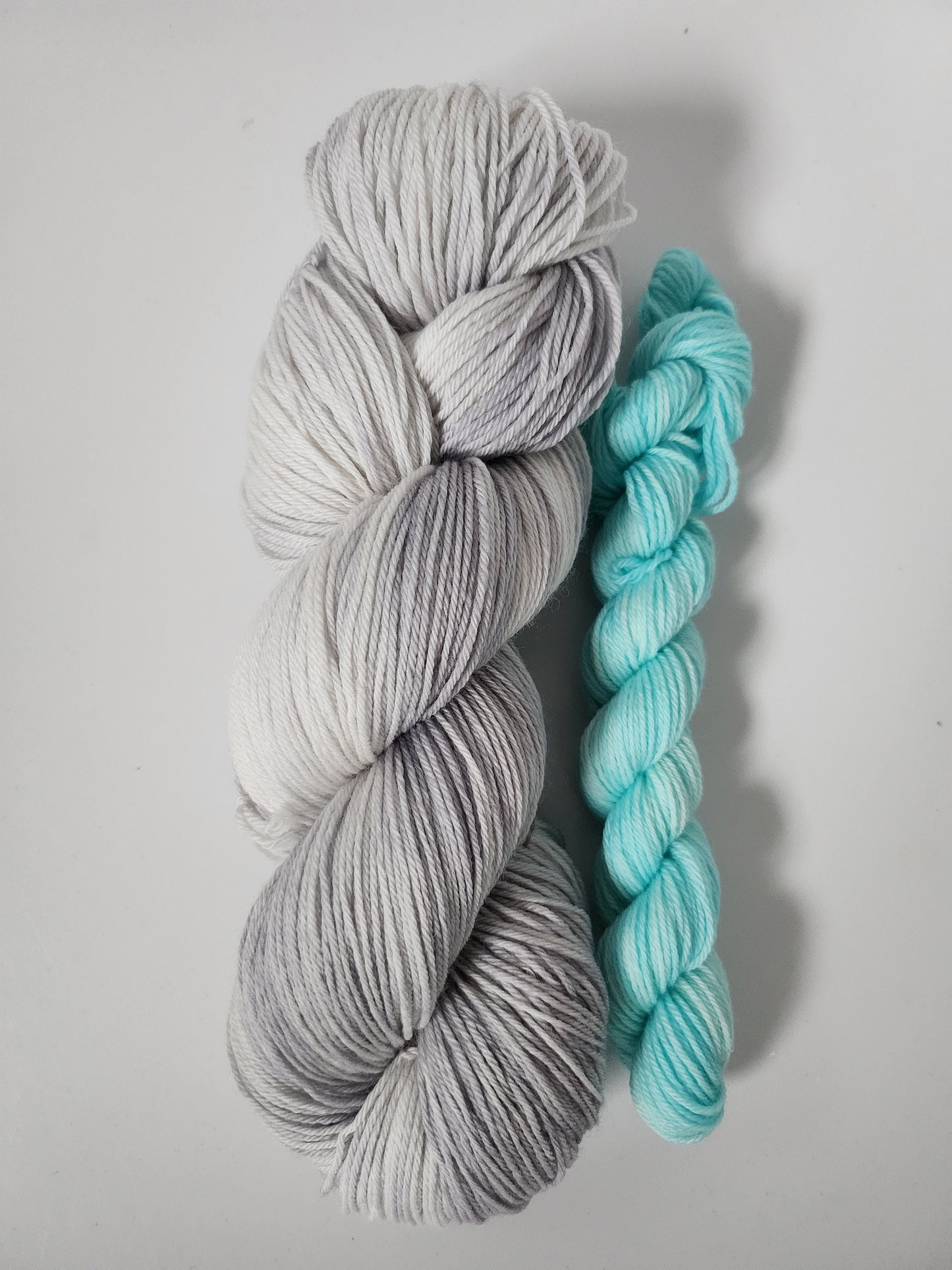 Hand Dyed Yarn 4 Ply Sock Set in 'Hebridean Skies' 100g Superwash Merino Nylon and 20g Superwash Merino