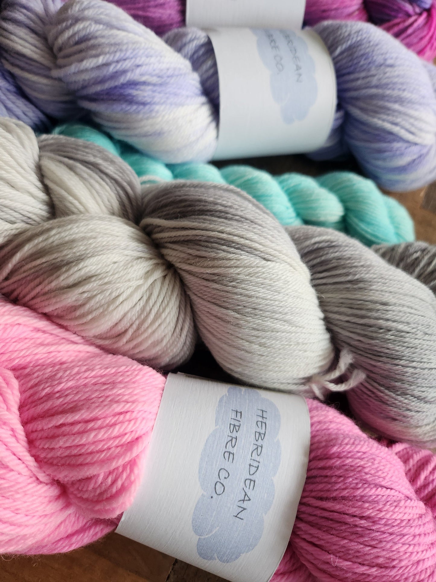 Hand Dyed Yarn 4 Ply Sock Set in 'Hebridean Skies' 100g Superwash Merino Nylon and 20g Superwash Merino