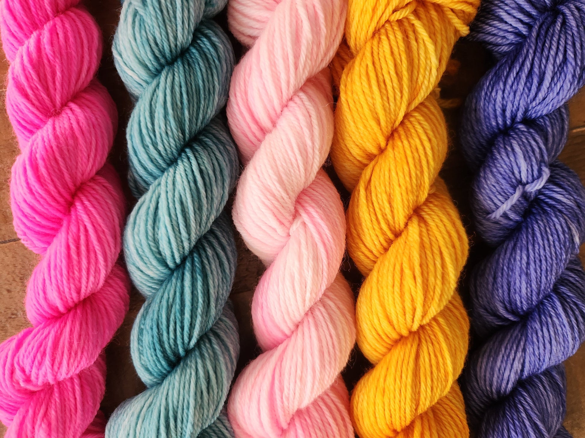 Hand Dyed 4 Ply Mini Skein Set 5 × 20g 80m 'Bejeweled' Superwash Merino Nylon Knitting Wool Crochet Yarn