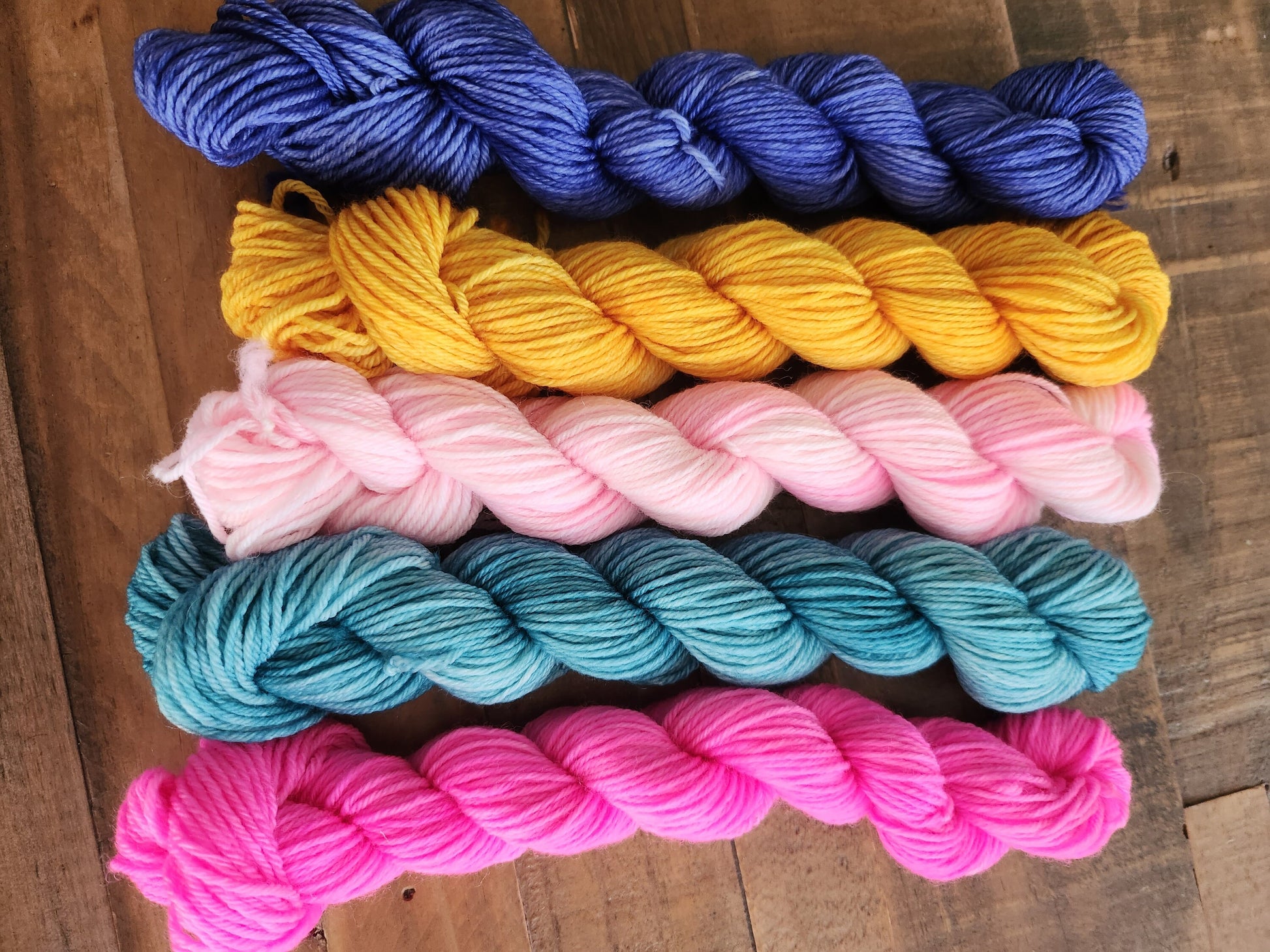 Hand Dyed 4 Ply Mini Skein Set 5 × 20g 80m 'Bejeweled' Superwash Merino Nylon Knitting Wool Crochet Yarn