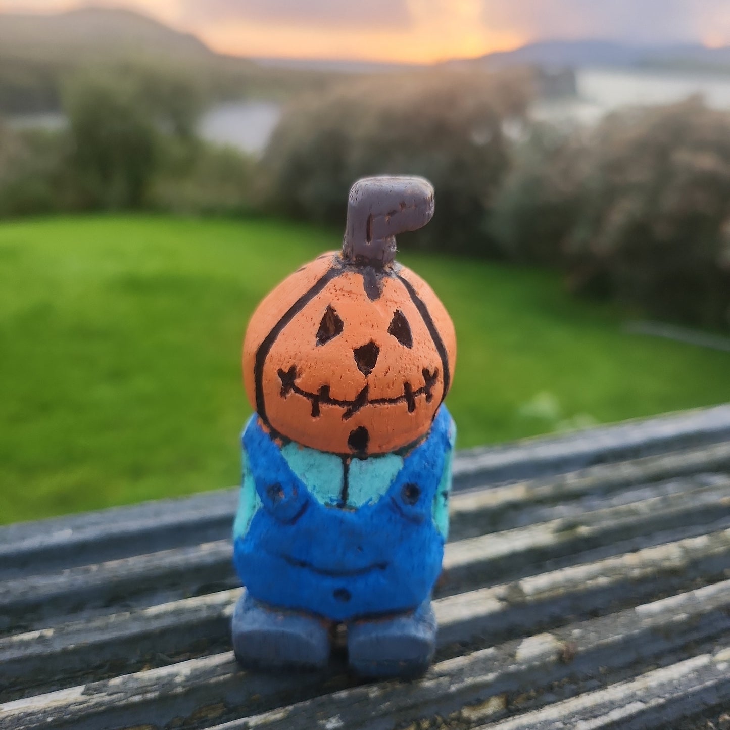 'Pumpkin Pete' Handcarved Wooden Halloween Figure