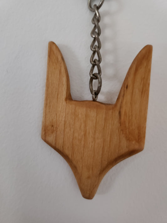 Hand Carved Wooden Fox Keyring