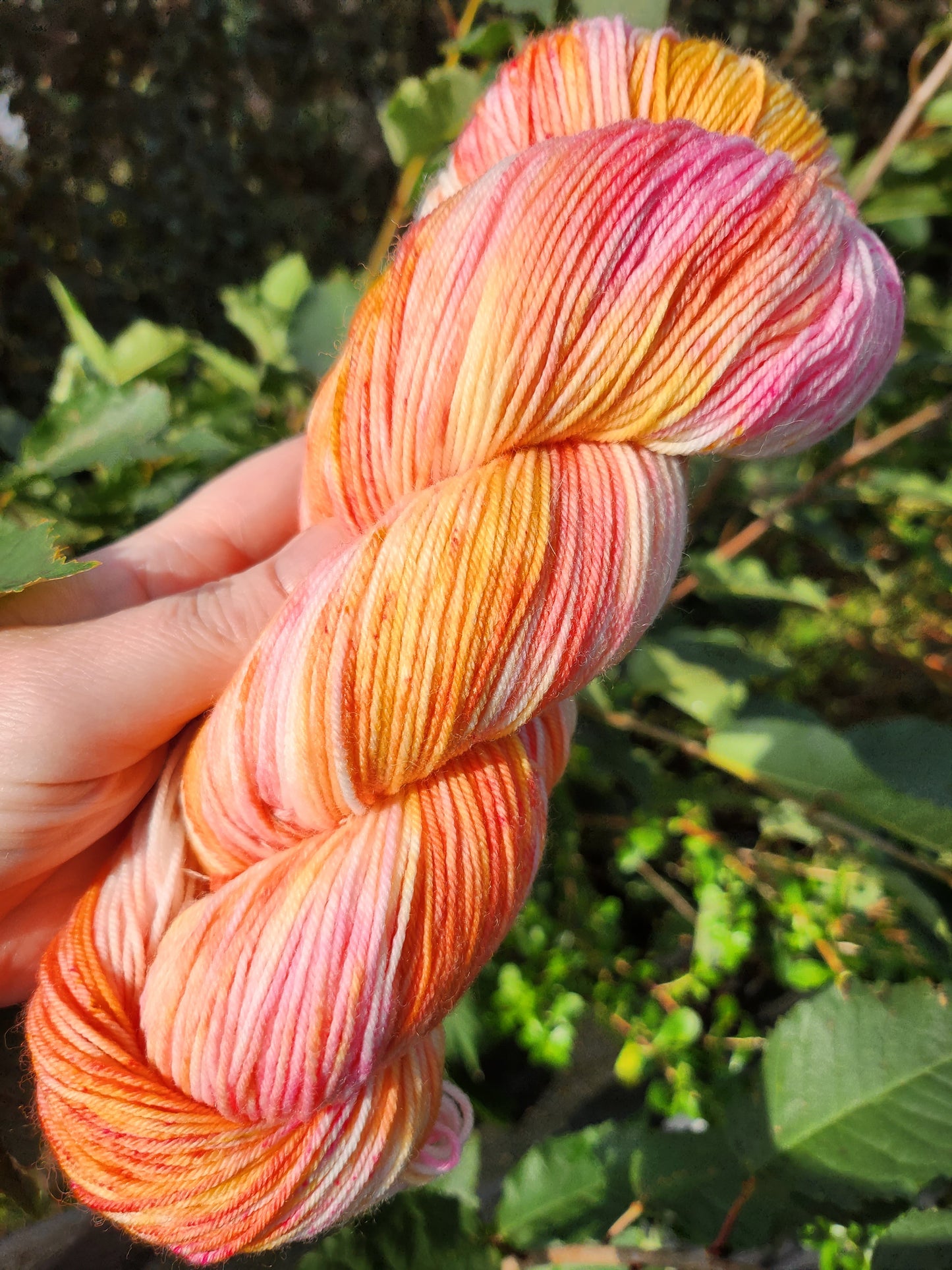 'Coral Beach' Hand Dyed Yarn available in 100g or 50g Skeins in a variety of bases