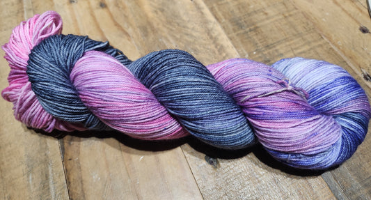 'Pink Denim'  Hand Dyed Yarn available in various 100g and 50g bases.