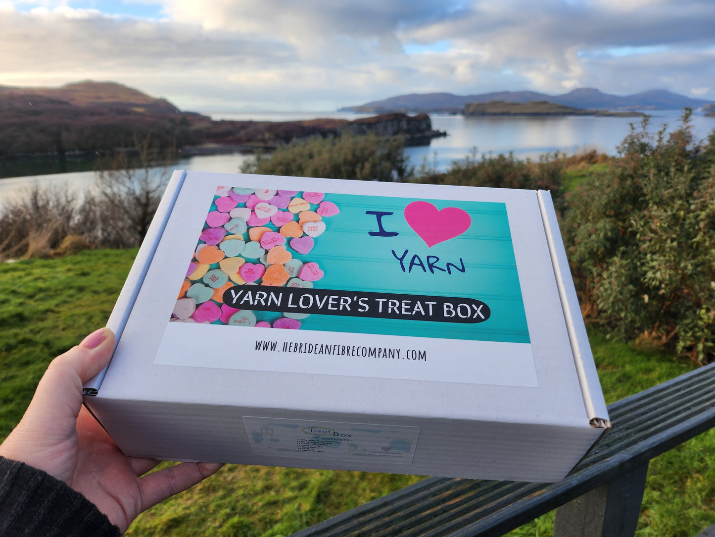 Yarn Lover's Treat Box - A gift box full of treats for Knitters or Crocheters Inc. A 100g Skein of hand dyed yarn - The Perfect Gift 🎁