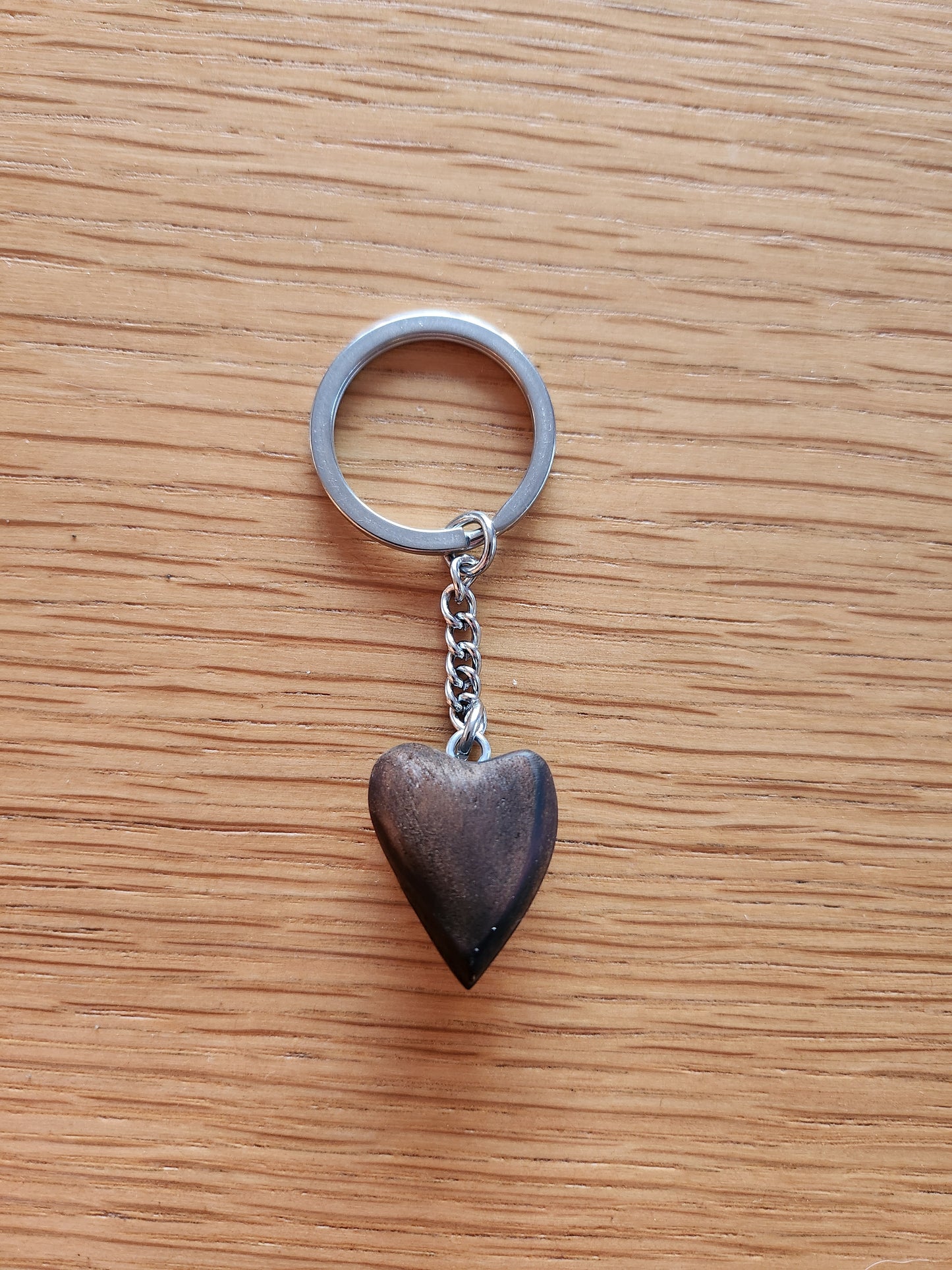 Handcarved Wooden Heart Keyring