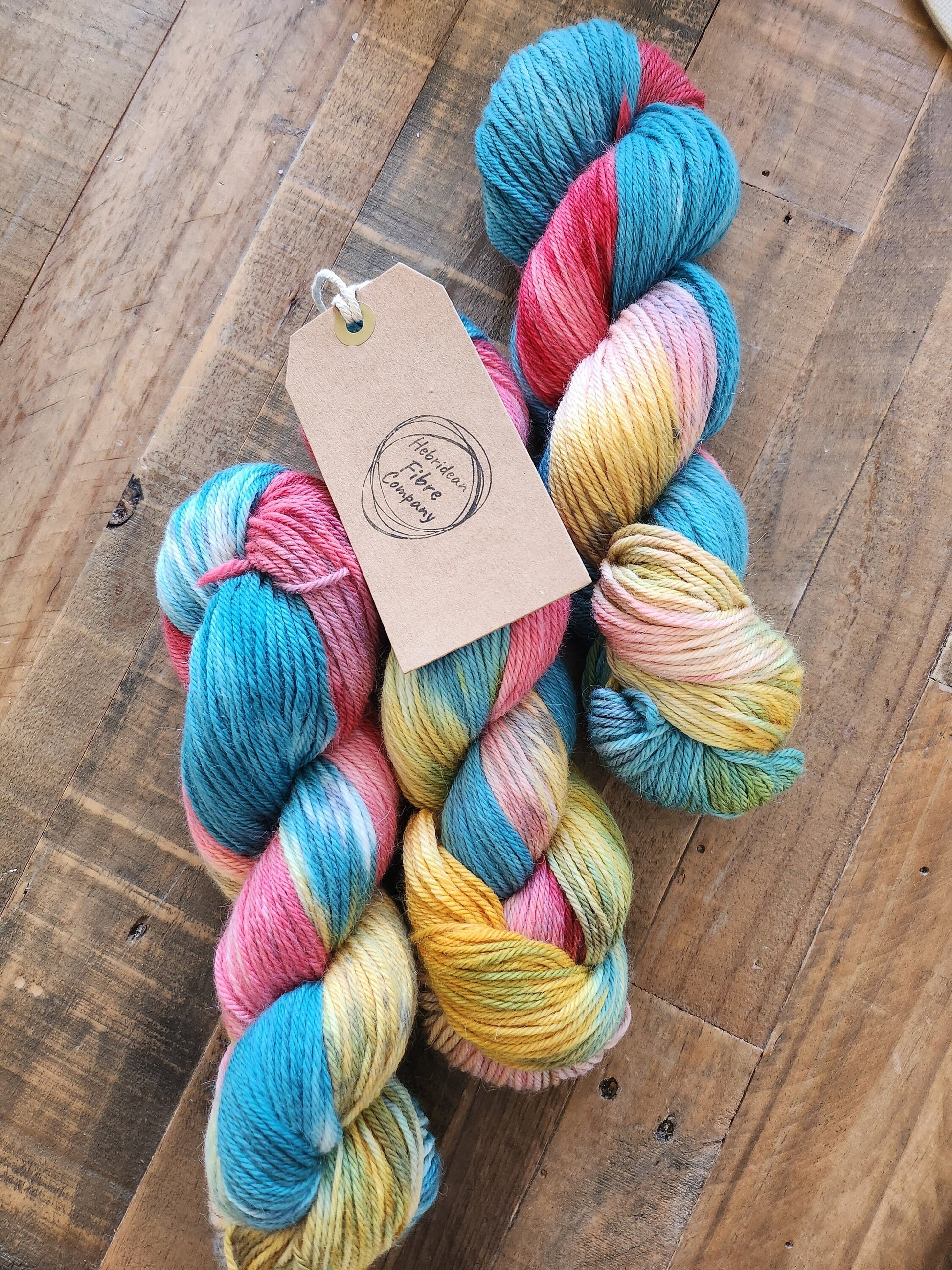 Hand Dyed DK Yarn 100g 225m 'Apple Tree Farm' Baby Merino Baby Alpaca Green Red Yellow Knitting Crochet