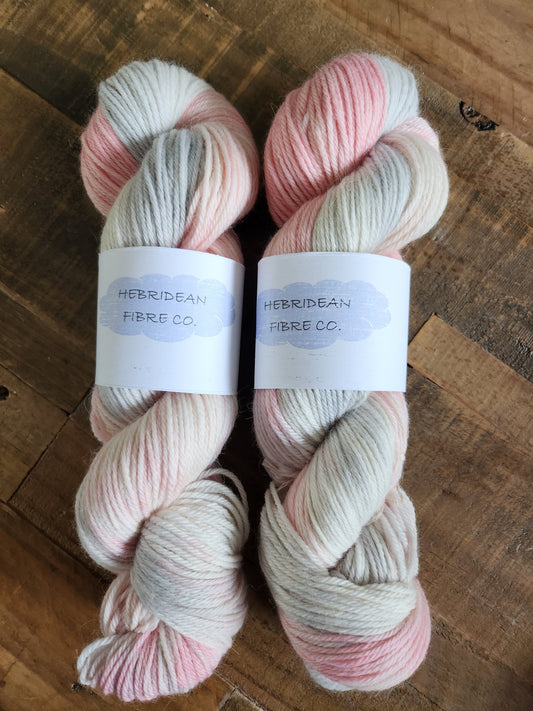 Hand Dyed DK Yarn 100g 225m 'New Romantics' Baby Merino Baby Alpaca Grey Pink White Knitting Crochet